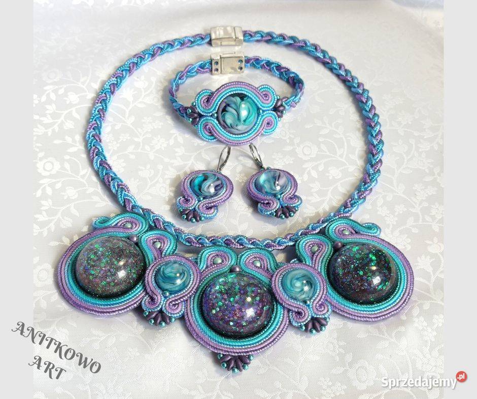 KOMPLET SUTASZ Z ŻYWICĄ fioletowomorski Pozostałe mazowieckie