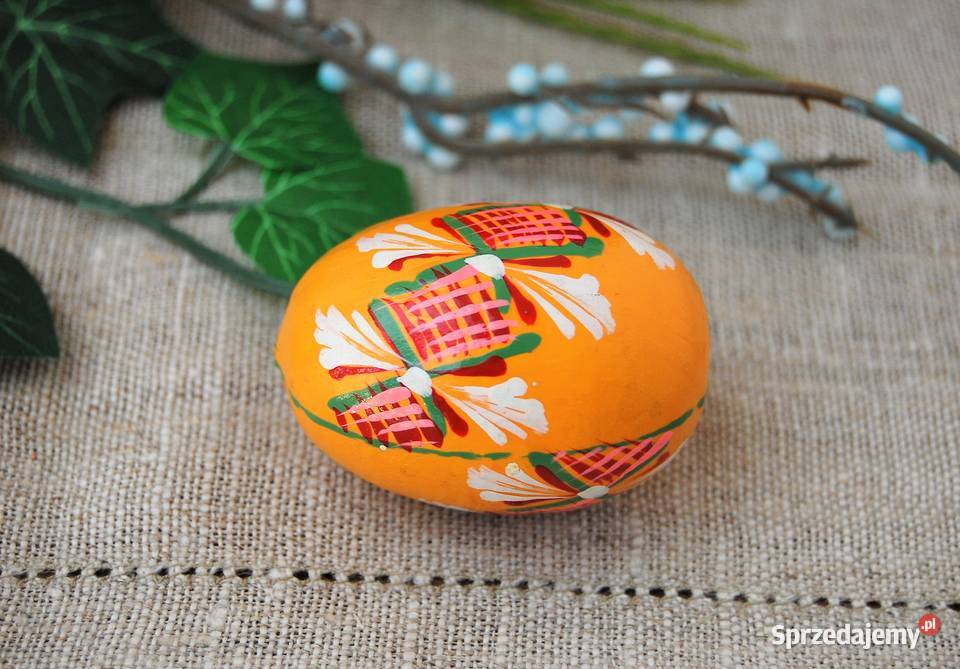 Stara pisanka drewniana malowana Ukraina 56