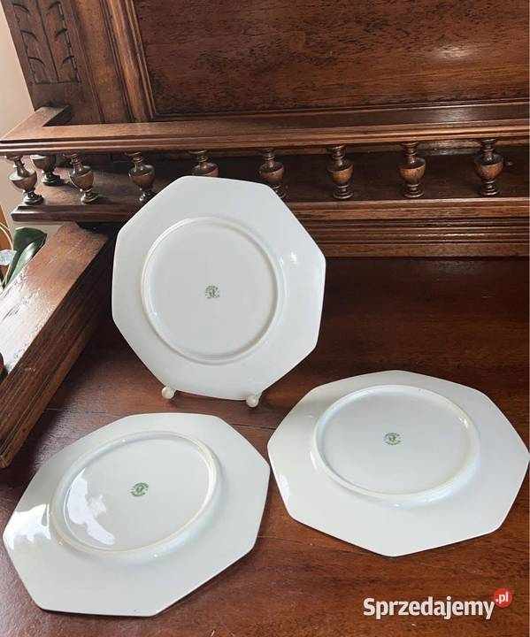 Talerzyk deserowy wielokątny Sygnowany Limoges pomorskie