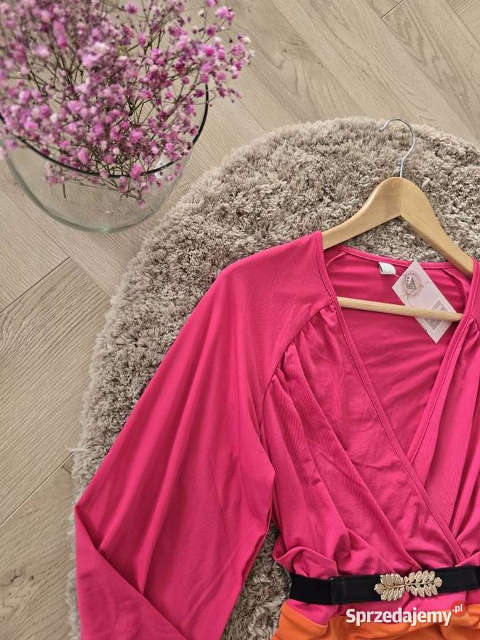 Sukienka drapowana Soczyste Kolory różowy Wodzisław Śląski