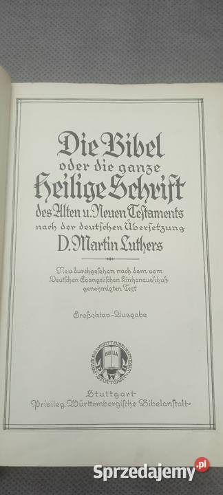 Biblia przedwojenna niemiecka Antykwariat Antykwariat sprzedam