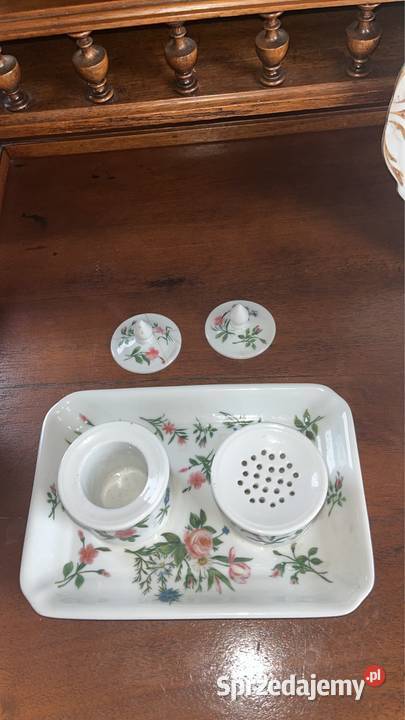 Kałamarz Biała porcelana Róże i chabry pomorskie Gdańsk