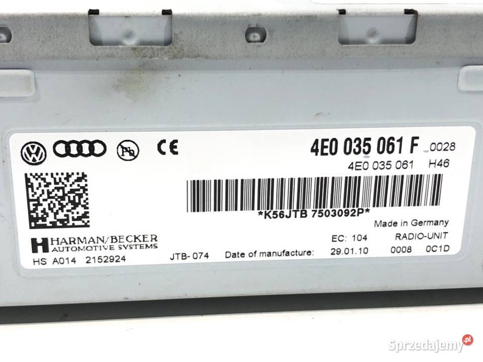 TUNER RADIA AUDI A8 D4 4E0035061F 0918 sprzedam