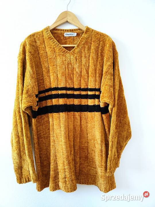 Musztardowy sweter Vintage 42 44 pomarańczowy Jasło