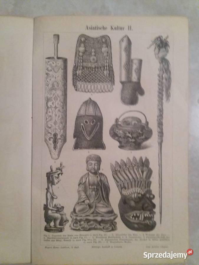 Stara rycina z Meyers Lexikon 1897 Asiatische Antykwariat Jarosław