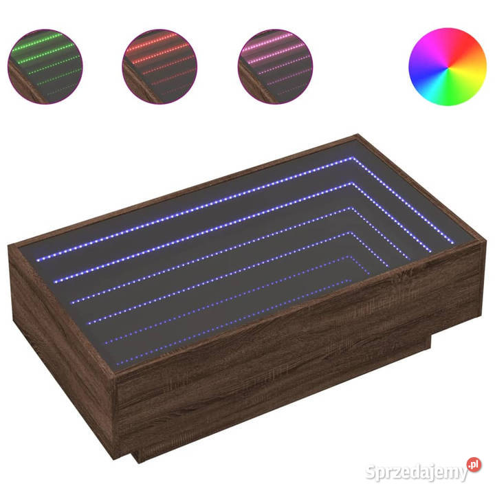 Stolik kawowy z LED brązowy dąb 90x50x30 Warszawa