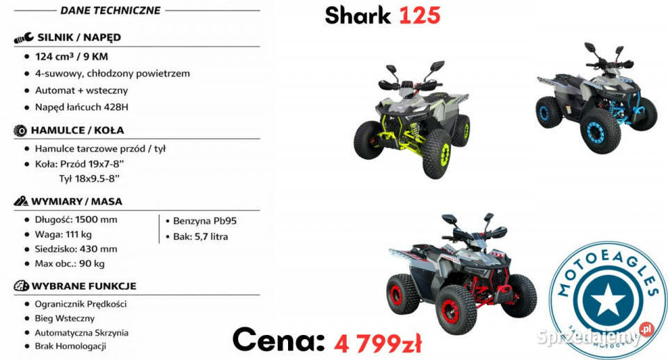 XTR Inny Quad XTR Shark 125 Transport Raty Fvat wielkopolskie Stare Miasto