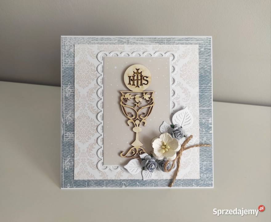 Kartka ręcznie robiona Komunia Święta handmade Łódź
