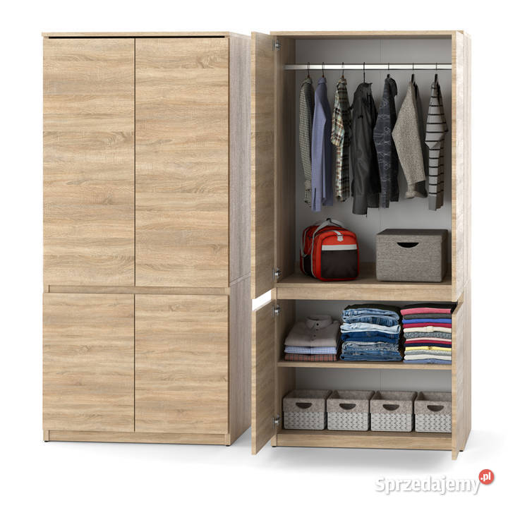 Szafa Drewniana Garderoba Z Półkami Drążkiem 80