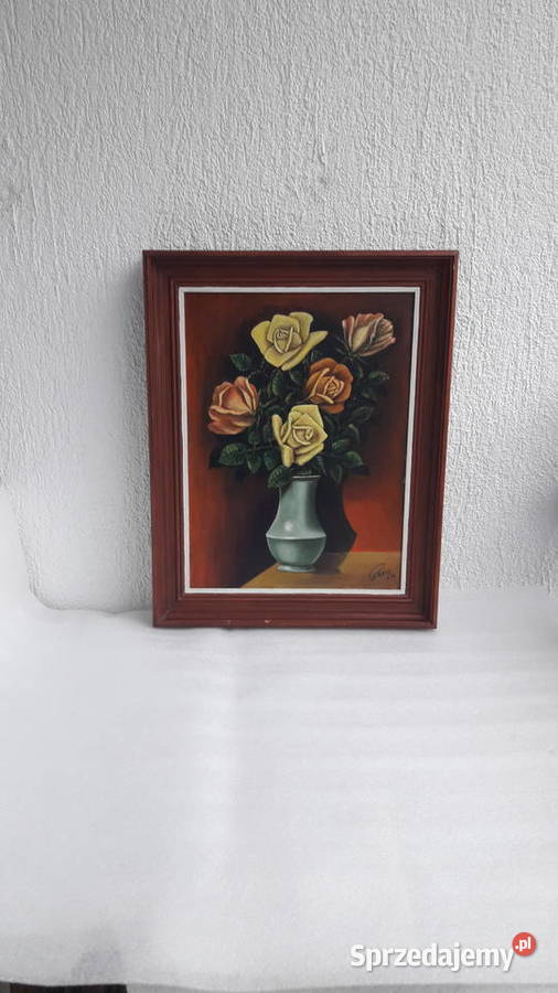 Obraz olejny belgijskiego malarza G Lecry Kwiaty