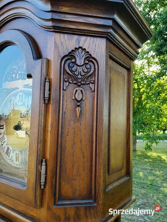 Zegar stojący w skrzyni dębowej kwadransowiec podkarpackie Iwonicz-Zdrój
