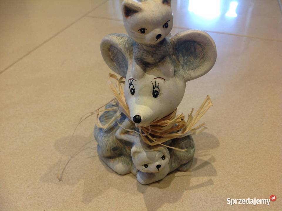 Myszka z Kotkami Figurka ceramiczna Nowa Sól