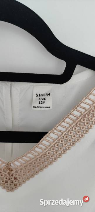SHEIN biała sukienka plisowana z koronką ok 140 Olsztyn