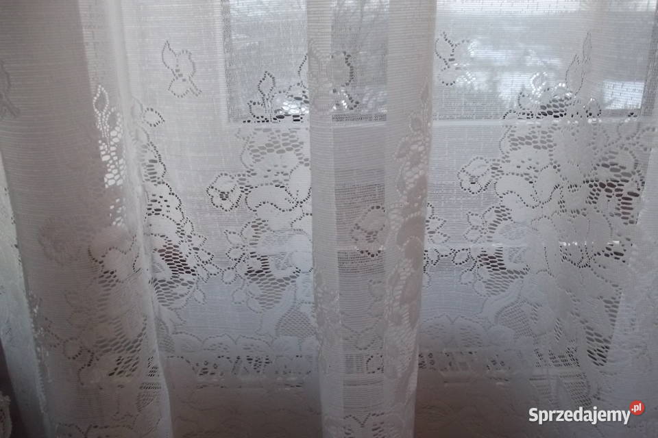 Firana żakard biała kwiaty 185350 Piekary Śląskie sprzedam