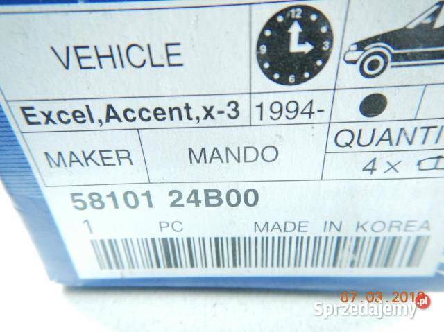 KLOCKI HAMULCOWE PRZÓD HYUNDAI ACCENT 15 16