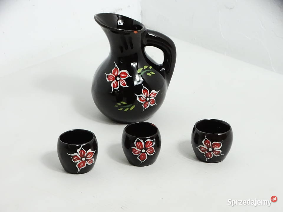 Vintage ceramiczny zestaw dzbanek 12 3 czarki Biłgoraj sprzedam