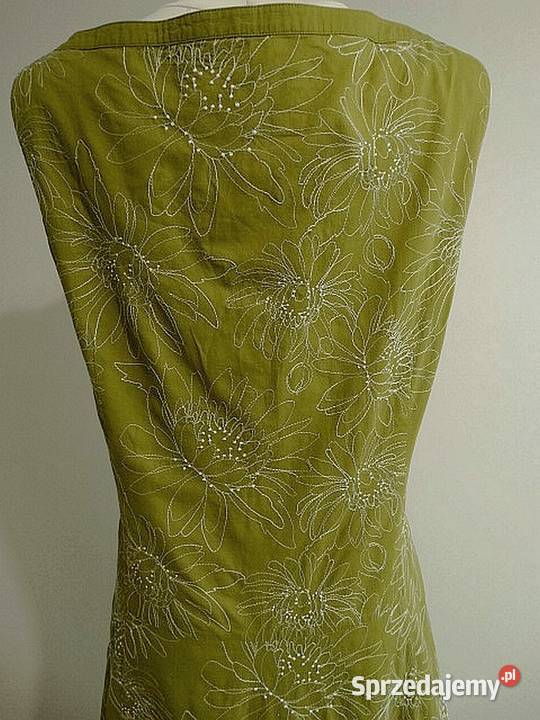 Sukienka Laura Ashley Limonkowa Zdobiona Haftem podlaskie
