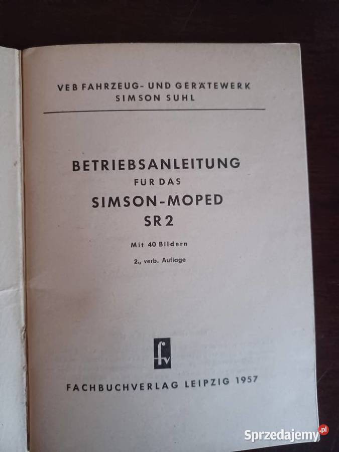 Simson sr2 instrukcja obsługi 1957 Sośnicowice