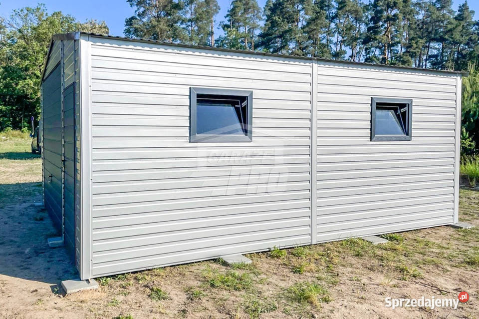 Garaż Blaszany 55x6m Brama Uchylna Drzwi 2x Okno Iława