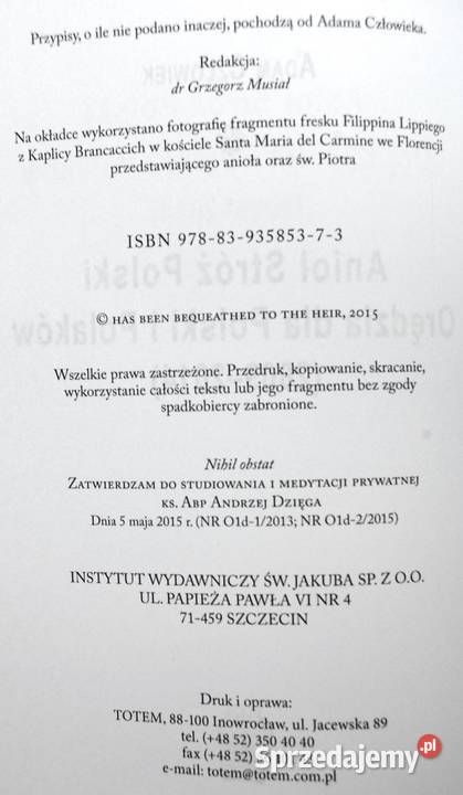 Adam Człowiek orędzia Anioł Stróż Polski Oto