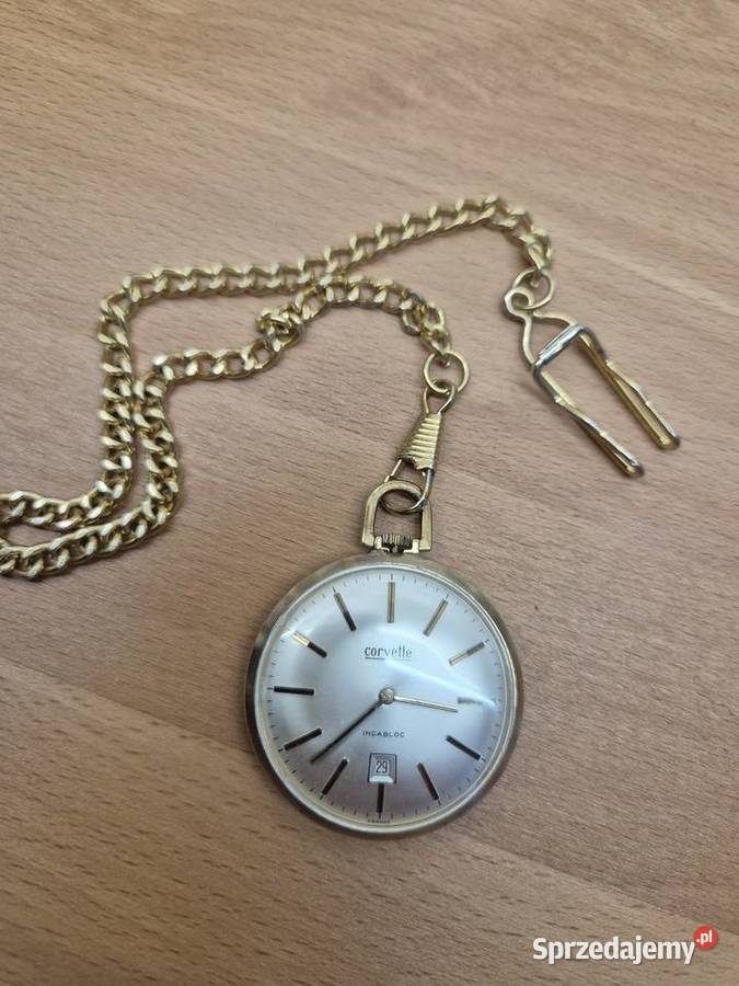 Pozłacany zegarek kieszonkowy Corvette vintge Chorzów