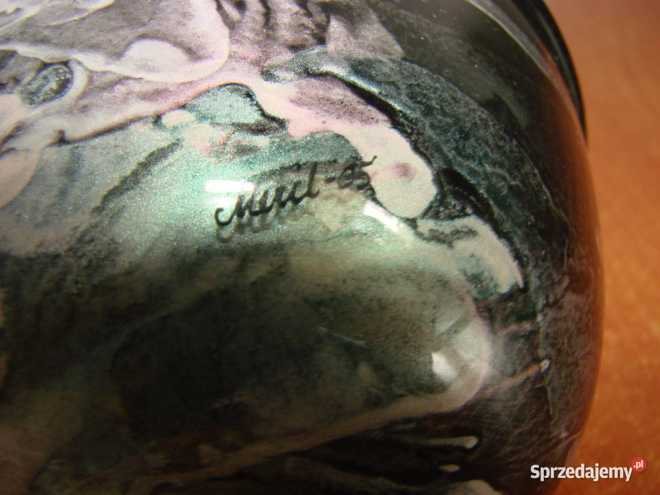 malowana szklana miseczka sygnowana