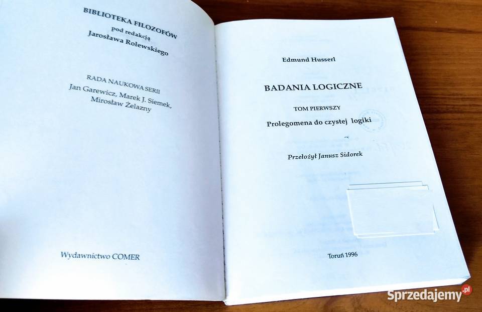 Prolegomena do czystej logiki Edmund Husserl pomorskie Gdańsk sprzedam