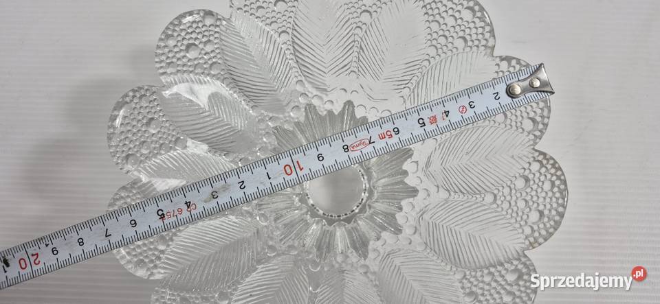 Efektowna Szklana Misa Motyw Liści i Perełek Biłgoraj