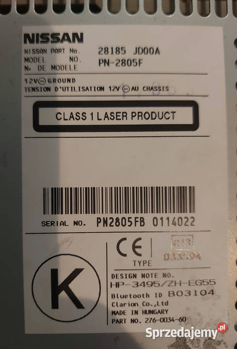 Radio PN2805F HY00E Nissan Qashqai J10 Car audio