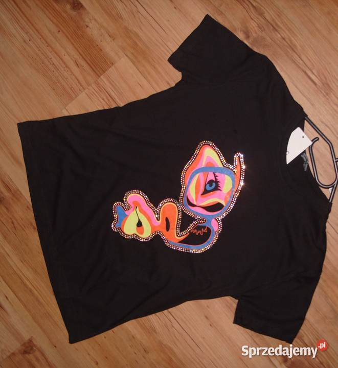 LAMICIMI czarny tshirt z Neonową Twarzą w Rawicz