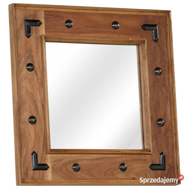 Lustro z ramą z litego drewna akacjowego 50 x 50