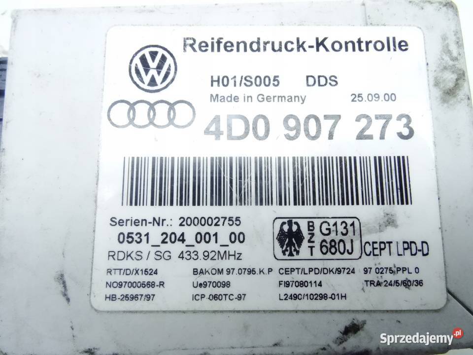 AUDI A6 C5 A8 D2 MODUL CISNIENIA KOL OPON osobowe Wyposażenie elektryczne Przemęt