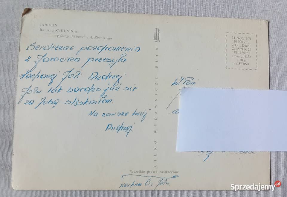 Pocztówka Jarocin ratusz XVIII XIX w RUCH 1971 r Koźminek