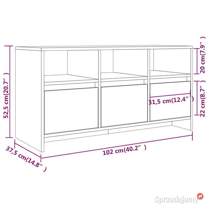 Szafka pod TV przydymiony dąb 102x375x525 Warszawa