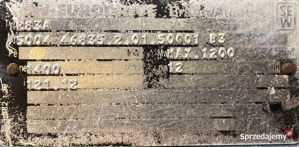 motoreduktor przekładnia 15kW 12obr 3fazowy SEW Pigża