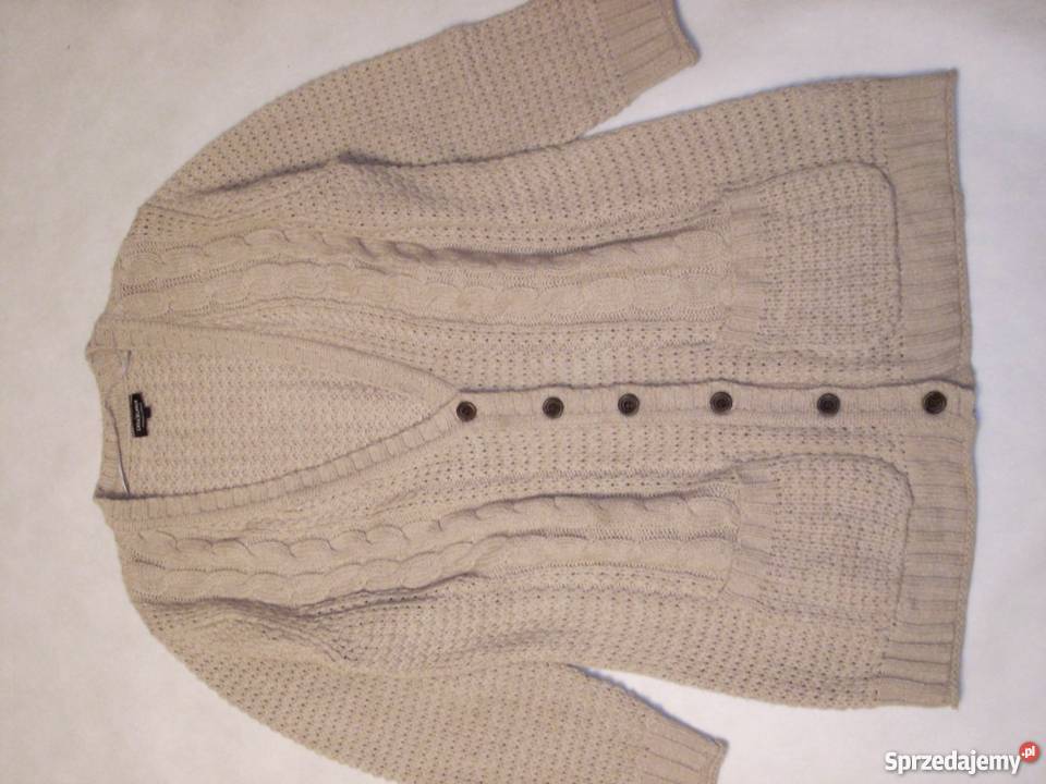 Wspaniały sweter ciepły kieszenie luźny 44 46