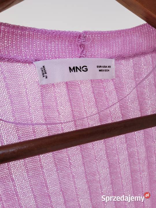 Różowy długi sweter w prążki kardigan Liszki