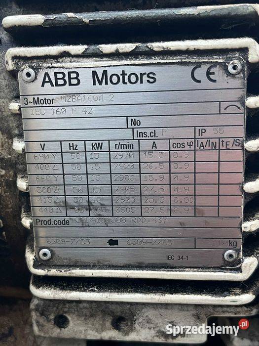 Silnik elektryczny ABB Motors 15kW 2920 obrmin Tuliszków