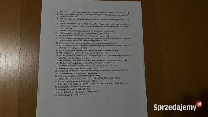 Kompletne wyposażenie siłowni firmy Hes maszyny Środa Śląska sprzedam