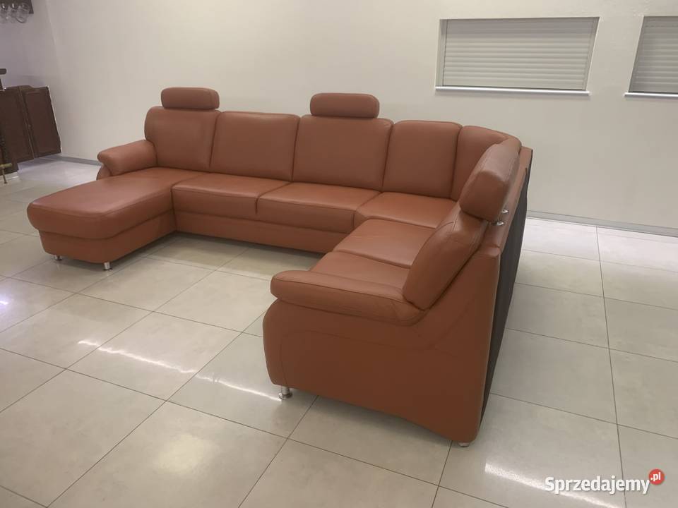 NIEMIECKI NAROŻNIK FOTEL RELAX SKÓRA NATURALNA Kalety