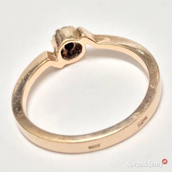 Złoty pierścionek 14K różowe złoto 585 diamenty Warszawa