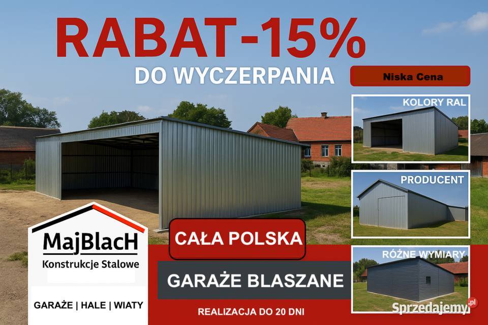 A110Wiata Ocynkowana Garaż Blaszany HALA Montaż Bartoszyce