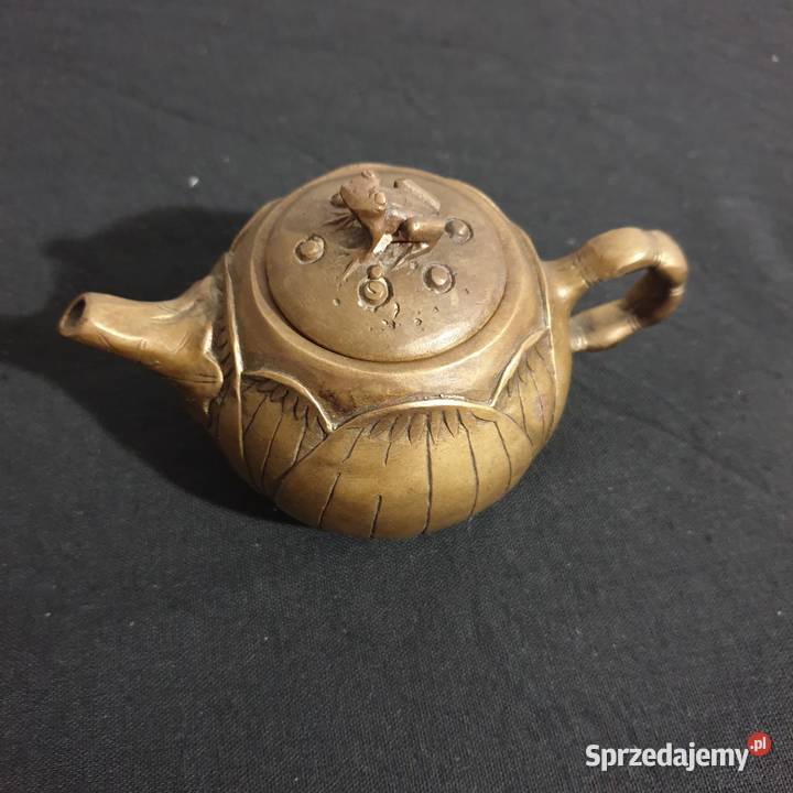 Stary chiński czajniczek sygnowanyantyk brąz mazowieckie Warszawa