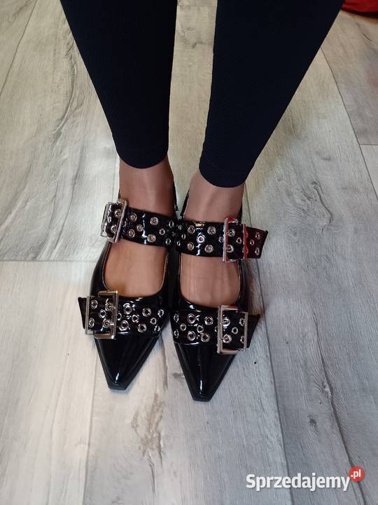 4041 Czarne baleriny wieczorowe z odkrytą piętą Kraków