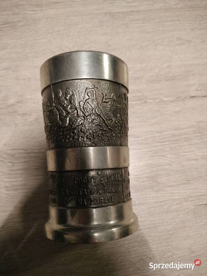 Metalowy kubek cynowy kielich sygnowany Pozostałe Choszczno