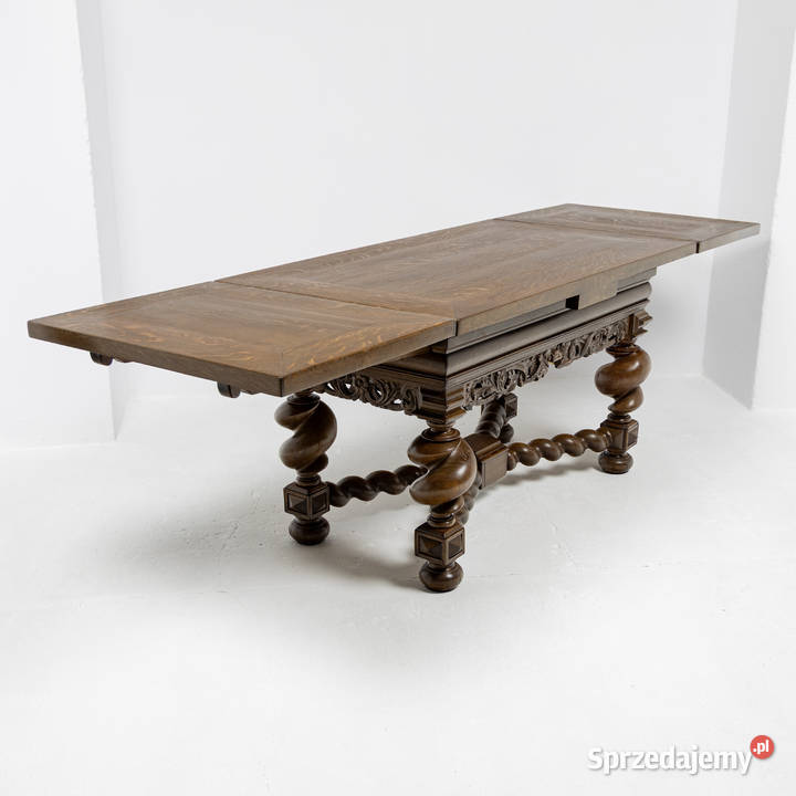 Wyjątkowy Dębowy Stół Gdański Barok XIX Wiek Meble Swarzędz