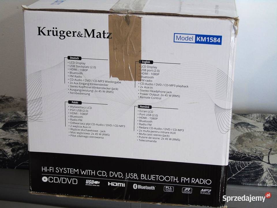 Wieża Kruger matz 1584 pilot USB mp3 BT CD RDS Jasło