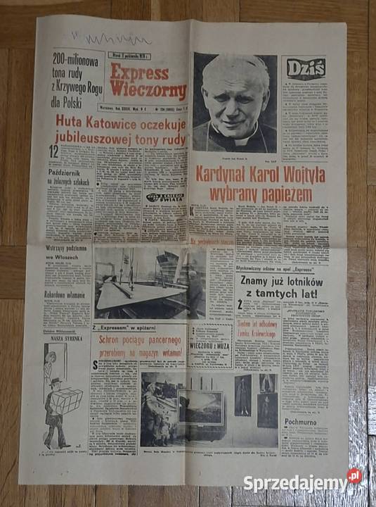 Expres Wieczorny Karol Wojtyła papieżem Warszawa sprzedam
