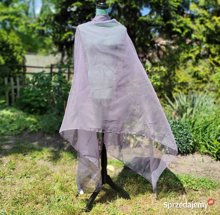 Duża ozdobna chusta szal stole szara organza Szczecin sprzedam