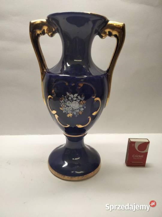 Włoska porcelana kobalt złoto Wazon Gniezno